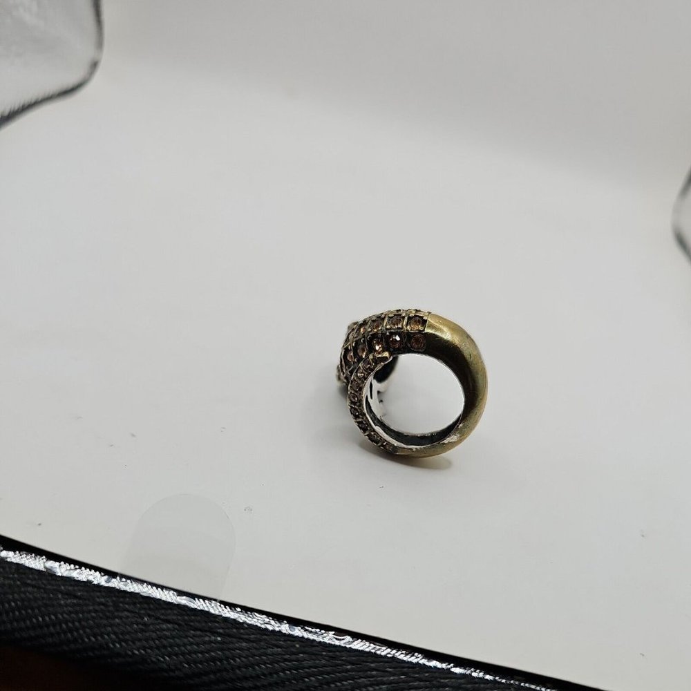 Ring Size 6.50 Alligator Shape Yellow Rhinestones - Picture 6 of 8